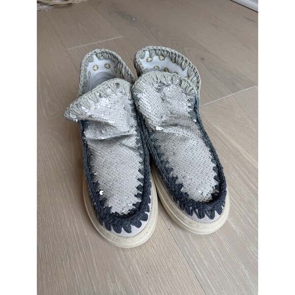 MOU Boots-Size 38/US 8-NWOT-Suede/Sequins/Crochet - NO BOX - Picture 1 of 7